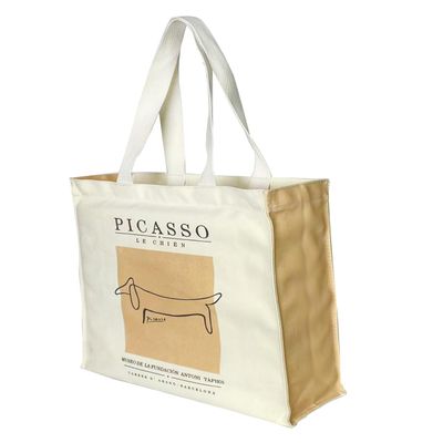 LZ canvas tote bag aesthetic original design oil painting art for women reusable eco-friendly tote bag (pablo picasso: dog-artwork)