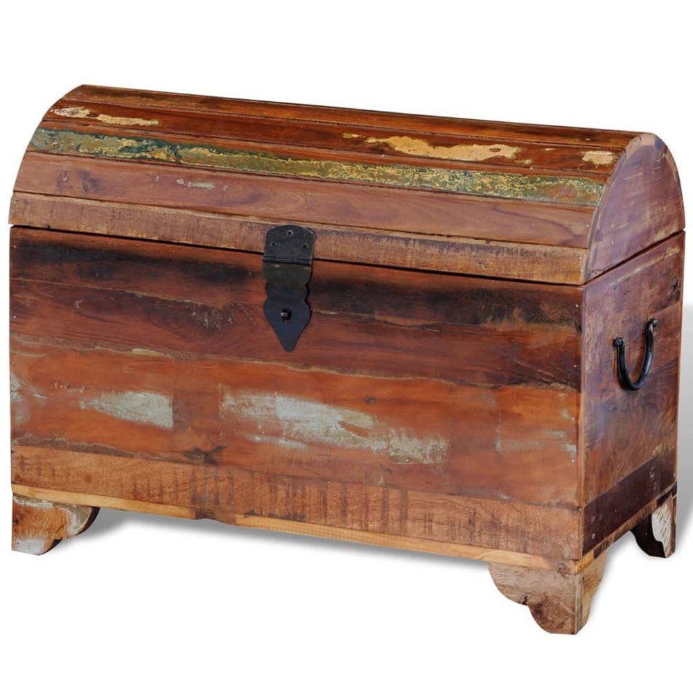ROMHZKS Reclaimed Storage Chest Solid Wood, Container Chest - Durable and Spacious Organizer for Home, Office, and Garage