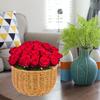Unomor Imitation Woven Hanging Storage Basket with Handle Wall-Mounted Decorative Flower Holder Khaki, 7.08 X 6.10 X 5.11 Inches Iron and PP Material for Home Organization and Decoration view 3
