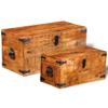 ROMHZKS Storage Chest Set 2 Pieces Rough Mango Wood, Container Chest - Durable and Spacious Organizer for Home, Office, and Garage view 1