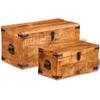 ROMHZKS Storage Chest Set 2 Pieces Rough Mango Wood, Container Chest - Durable and Spacious Organizer for Home, Office, and Garage view 2