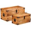 ROMHZKS Storage Chest Set 2 Pieces Rough Mango Wood, Container Chest - Durable and Spacious Organizer for Home, Office, and Garage view 3