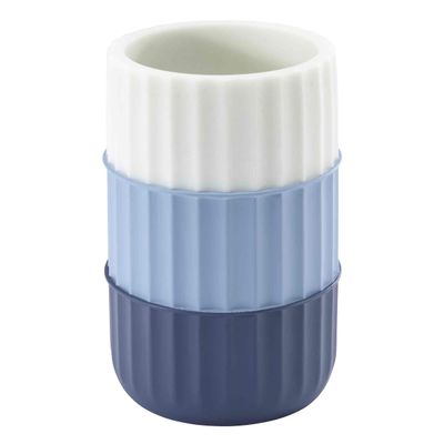 IZOD - Tumbler, Resin Countertop Bathroom Accessories, Dorm Room Essentials, Striped Bathroom Decor (Clubhouse Collection, Blue)