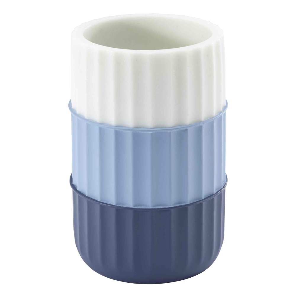 IZOD - Tumbler, Resin Countertop Bathroom Accessories, Dorm Room Essentials, Striped Bathroom Decor (Clubhouse Collection, Blue)