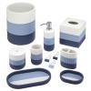 IZOD - Tumbler, Resin Countertop Bathroom Accessories, Dorm Room Essentials, Striped Bathroom Decor (Clubhouse Collection, Blue) view 3