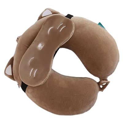 Garneck U Shaped Pillow Neck Support Pillows Airplane Sleep Accessories Office Neck Cushion Animal Camping Pillow Airplane Neck Pillows Protective Pillow Student Neck Guard Short Plush, 30X28X10CM