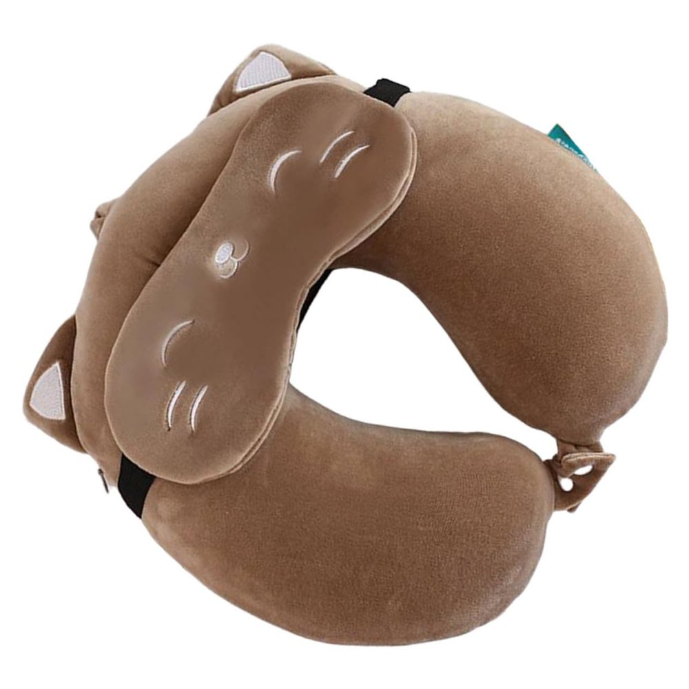 Garneck U Shaped Pillow Neck Support Pillows Airplane Sleep Accessories Office Neck Cushion Animal Camping Pillow Airplane Neck Pillows Protective Pillow Student Neck Guard Short Plush, 30X28X10CM