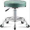 HOBIBA Rotating Stool Swivel Round Rolling Stool with Wheels and Foot Ring, Height Adjustable Leather Rolling Shop Counter Stool Chair Office Drafting Stools(Color:Green) view 1