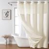 eachope Cream No Hook Tufted Shower Curtain with snap-in Liner for Bathroom, Boho Farmhouse Style with See Through Top Window, no Hook Shower Curtain and Liner Set, Beige/Cream, 71Wx74H view 1