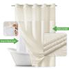 eachope Cream No Hook Tufted Shower Curtain with snap-in Liner for Bathroom, Boho Farmhouse Style with See Through Top Window, no Hook Shower Curtain and Liner Set, Beige/Cream, 71Wx74H view 2
