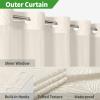 eachope Cream No Hook Tufted Shower Curtain with snap-in Liner for Bathroom, Boho Farmhouse Style with See Through Top Window, no Hook Shower Curtain and Liner Set, Beige/Cream, 71Wx74H view 3