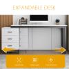 ALEEIK Expandable Desk with Storage Drawer, Modern Home Office Desk Student Study Table & Cpmputer Workstations(100x60x75cm, White) view 4