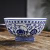 TEMKIN Chinese porcelain bowl Chinese Ancient Palace Style Porcelain Rice Bowl,porridge bowl,Soup Bowl13.8cm 5.5in Pottery Blue White porcelain bowl Rice Bowl porridge bowl Noodle bowl cutlery Bowl view 1
