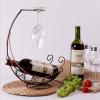 Countertop Wine Glass Holder, Metal Table Top Wine Glass Rack Drying Rack, Moon Shape Freestanding Stemware Rack Hold 1 Bottles and 2 Glasses for Cabinet and Bar (Color : Bronze) view 2