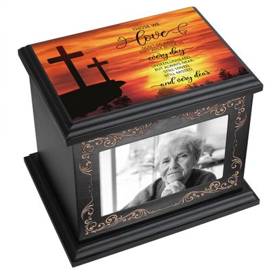 Cremation Urns for Human Ashes Adult Male or Female, Funeral Memorial Urns for Ashes with Photo Frame, Wooden Urns Box and Casket for Men Women, Burial Urn for Adults Up to 200 IBS