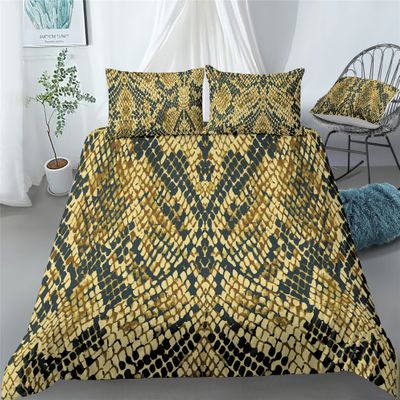 Boasorte Snake Skin Luxe Prints Duvet Cover Set | Serpentine Jungle Chic Wild Animal Fur Design Bedding Set | with Soft Duvet Cover+2 Pillow Shams(3pcs) or Sheet (4pcs) (A,Full-3PCS)