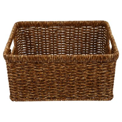 1pc Rattan Storage Basket Shelves Rattan Woven Basket Collapsible Storage Crate Wicker e Brown Woven Household e Large Finishing Plastic