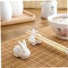 Ciieeo 6pcs Cute Rabbit Ceramic Chopstick Racks for Home Use Functional Chopstick Holder and Rest for Clean Dining Table Stylish Tableware Accessory Pink and White view 2
