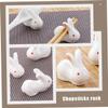 Ciieeo 6pcs Cute Rabbit Ceramic Chopstick Racks for Home Use Functional Chopstick Holder and Rest for Clean Dining Table Stylish Tableware Accessory Pink and White view 3