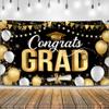 KatchOn, Black and Gold Congrats Grad Banner - XtraLarge, 72x44 Inch | Congrats Grad Backdrop for Grad Decorations Class of 2025 | Graduation Banner | Graduation Decorations 2025 view 1