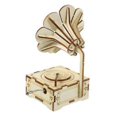 Ciieeo DIY Wooden Music Box Hand Crank Phonograph Design for Home Decor Unique for Birthdays and Festivals Creative DIY Music Box Craft