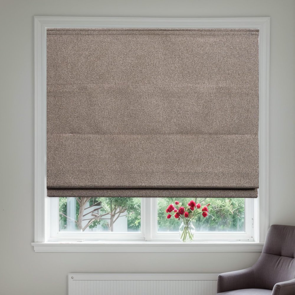 Keego Cordless Roman Shades Modern Blackout Roman Blinds Elegant Roman Shades for Window Easy to Install Blinds for Living Room Door Kitchen (36" W x 48" H, Brown, Blackout)