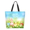 MANQINF Cute Easter Bunny Rabbit Tote Bag for Women Mother Teacher,Reusable Shopping Grocery Bag Shoulder Bags view 3