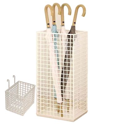 YSUEFIJO Metal Umbrella Holder for Entryway, Free Standing Umbrella Organizer Bin, Steel Square Umbrella Rack, Cane Walking Stick Holder, Openwork Design, for Entryway & Living Room