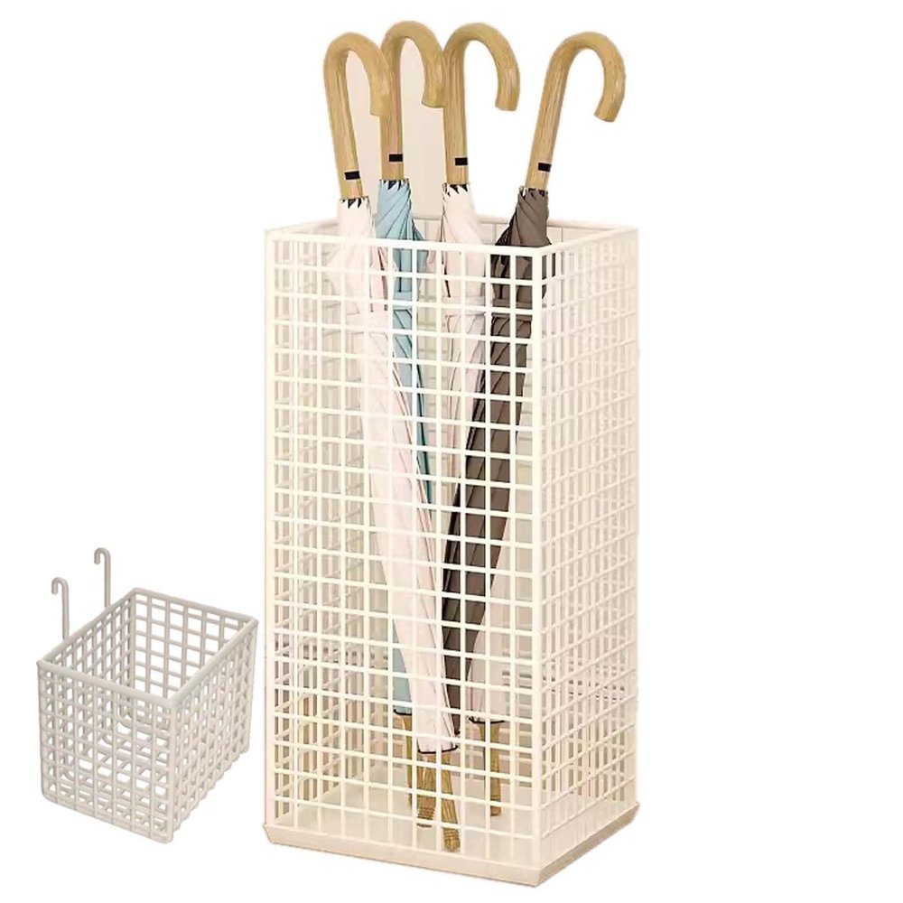YSUEFIJO Metal Umbrella Holder for Entryway, Free Standing Umbrella Organizer Bin, Steel Square Umbrella Rack, Cane Walking Stick Holder, Openwork Design, for Entryway & Living Room