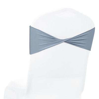MDS Pack of 25 Spandex Chair Sashes Bows Elastic Stretch Dining Chair Bands Ties Without Slider Buckle Universal fits for Wedding Baby Shower Birthday Party Banquet Event Decoration - Dusty Blue