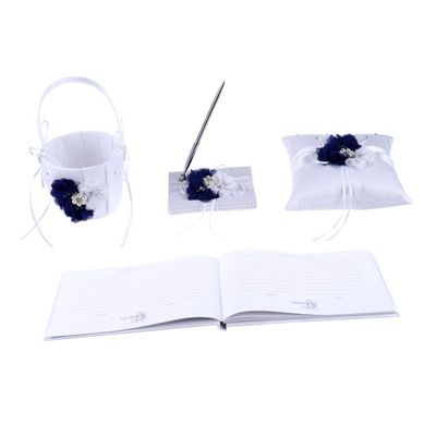 ABOOFAN Basket for Wedding Ring Pillow Basket Set Notebook and Pen Holder (Floral)