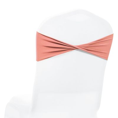 MDS Pack of 250 Spandex Chair Sashes Bows Elastic Stretch Dining Chair Bands Ties Without Slider Buckle Universal fits for Wedding Baby Shower Birthday Party Banquet Event Decoration - Coral Peach