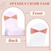 MDS Pack of 250 Spandex Chair Sashes Bows Elastic Stretch Dining Chair Bands Ties Without Slider Buckle Universal fits for Wedding Baby Shower Birthday Party Banquet Event Decoration - Coral Peach view 4