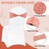 MDS Pack of 200 Spandex Chair Sashes Bows Elastic Stretch Dining Chair Bands Ties Without Slider Buckle Universal fits for Wedding Baby Shower Birthday Party Banquet Event Decoration - Coral Peach view 3