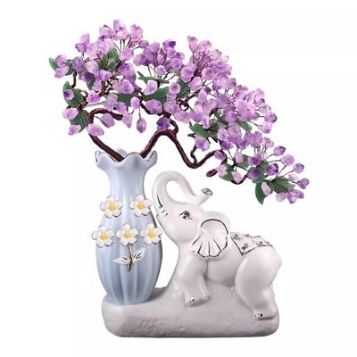Artificial Bonsai Tree Home Living Room Entrance TV Wine Cabinet Decoration Housewarming New Home Gift Jade Carving Ornament Office Decoration Bonsai