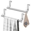 VEHHE Kitchen Towel Holder 2-Piece, 2 Hooks, EVA Foam Protective Mats, 9-Inch Stainless Steel Over The Door Towel Rack (Silver) view 1