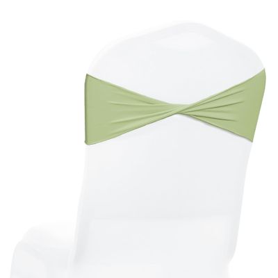 MDS Pack of 125 Stretch Spandex Chair Sashes Without Slider Buckle, Reusable Elastic Plain Chair Band Bow for Wedding, Reception, Party, Birthday, Baby Shower, Banquet & Event Decor - Sage Green