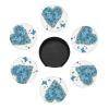 Blue Flowers with Love Heart Shape Print Coasters Leather Drink Coasters Set of 6 Heat Resistant Bar Coasters with Storage Case Round Cup Mat Pad for Living Room Kitchen Office Gift view 2