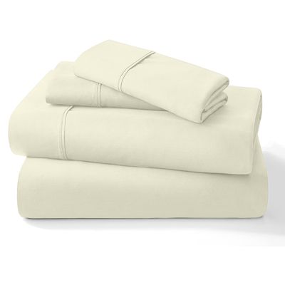 Neerahi Pure 100% Certified Organic Cotton Bed Sheet Set 1000 Thread Count, Crisp and Cooling Sateen Weave, Soft Breathable, Eco-Friendly, 4 Piece Bedding Set, 12" Deep Pocket -(Ivory, Short Queen)