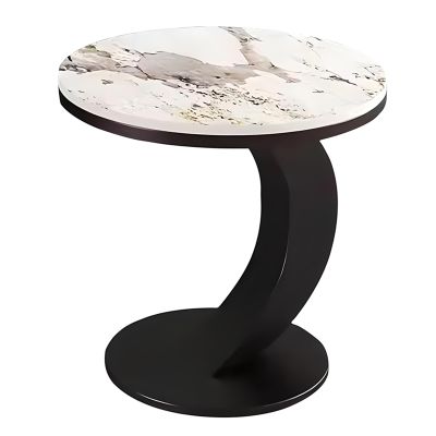 C-Shaped Side Table, Metal Frame Side Table for Small Space, End Table for Living Room Bedroom Office Bathroom (Color : Style 2, Size : 19.68x19.68in)