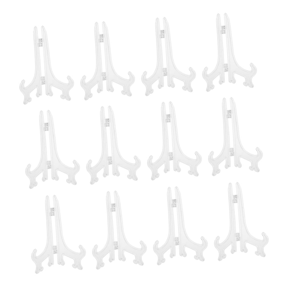 Ciieeo Tea Cake Rack 12 Pcs Plastic Plate Display Rack Curved Easel for Lightweight Items Home Decorative