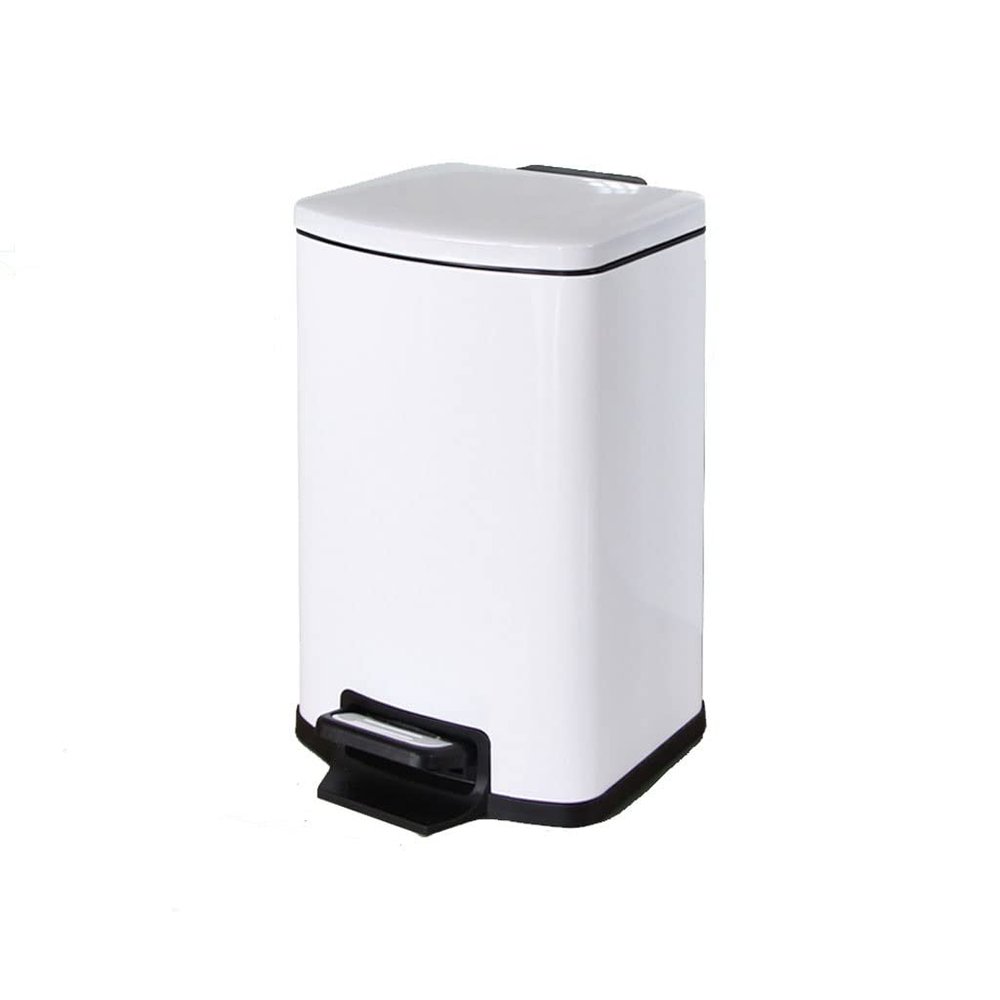Kitchen Trash Can Nordic Style Square Stainless Steel Foot Silent Trash Can Living Room Kitchen Bedroom Bathroom Stainless Steel Trash Can Office Trash Can Wastebaskets ( Color : A , Size : 9L )