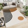ERAYNA Bohemian Sun Line Area Rugs, Line Geometry Art Indoor Non-Slip Kids Rug, Upholstery Rug with Non-Slip Backing for Kids Boys Girls Bedroom Living Room Dining Room Study 4ftx6ft view 2
