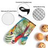 Tropical Plants and Parrots Oven Mitts and Pot Holders Set 4 Heat Resistant Oven Mitt Thicken Kitchen Oven Glove for Cooking Home Microwave Oven Gloves Non Slip Hot Pads for Baking BBQ view 3