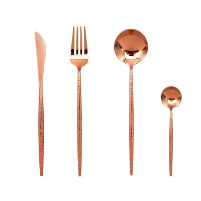 GOODJAYVEN Silverware Flatware Set, 4/16/24/32 Piece 304 Stainless Steel Tableware Creative Light Luxury Retro Embossed Steak Knife, Fork And Spoon Gift Set (Color : Rose Gold, Size : 1Set-4Pcs)