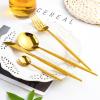GOODJAYVEN Silverware Flatware Set, 4/16/24/32 Piece 304 Stainless Steel Tableware Creative Light Luxury Retro Embossed Steak Knife, Fork And Spoon Gift Set (Color : Rose Gold, Size : 1Set-4Pcs) view 3