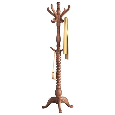 DECORN Coat Stand Wood Coat Rack Freestanding Modern Hall Tree Multiple Hooks Rack Holder for Hanging Coats Scarf Purse Umbrella Display for Entryway Office Hallway,A