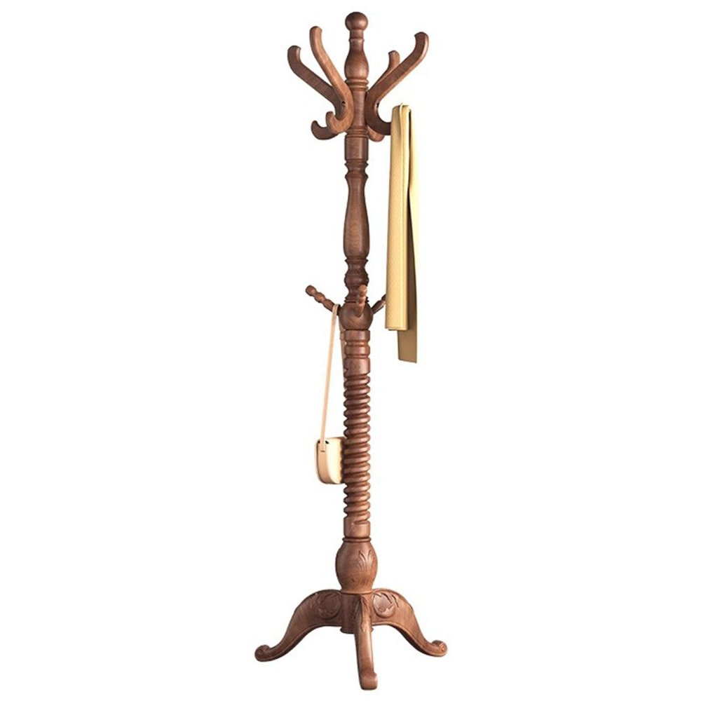 DECORN Coat Stand Wood Coat Rack Freestanding Modern Hall Tree Multiple Hooks Rack Holder for Hanging Coats Scarf Purse Umbrella Display for Entryway Office Hallway,A