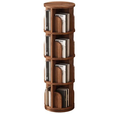 2/3/4/5 Tier Rotating Bookshelf Revolving Bookcase for Kids Adults Rotating Bookcase for Bedroom Living Room Study Room (Color : Walnut, Size : 39 * 131cm)