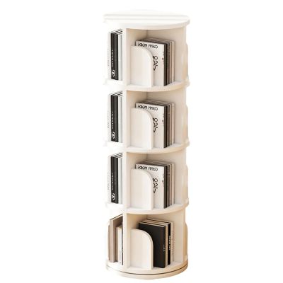 2/3/4/5 Tier Rotating Bookshelf Revolving Bookcase for Kids Adults Rotating Bookcase for Bedroom Living Room Study Room (Color : White, Size : 46 * 131cm)